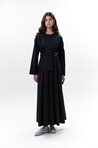 Manuka Dress with Pocket and Belt Detail Navy Blue