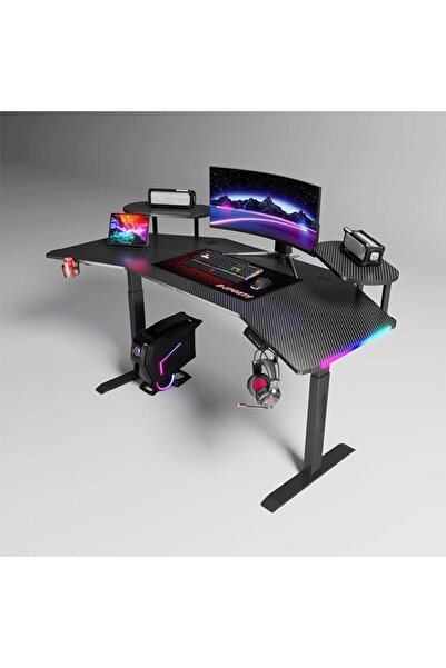 KEKE مكتب ألعاب قابل لتعديل الارتفاع مع أضواء LED RGB، جهاز تحكم عن بعد لاسلك...