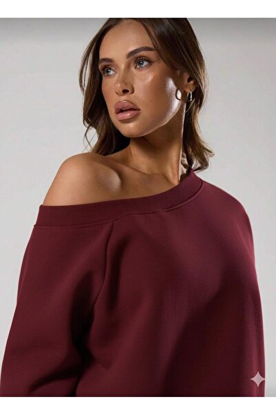 peri tower New Season Women's Off Shoulder O Oversized Two Thread Fabric Bottom-Top Tracksuit Set 0052