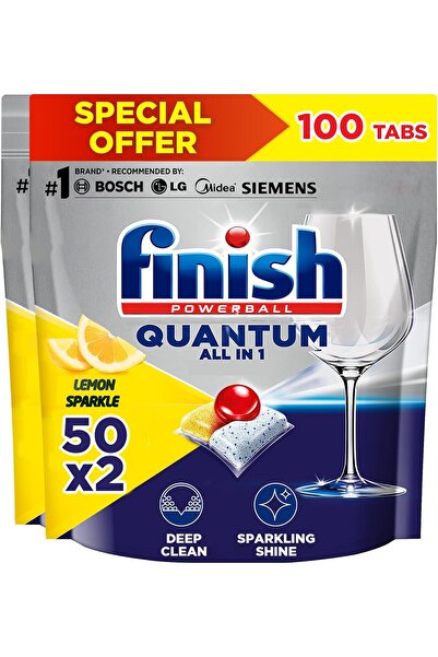 Finish Powerball Quantum Dishwasher Detergent, Lemon Sparkle Scent, 50 Tabs x 2