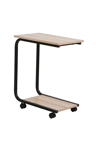 Danube Home طاولة جانبية كاستيليا - طاولة جانبية عصرية من خشب البلوط والأسود لغرف المعيشة