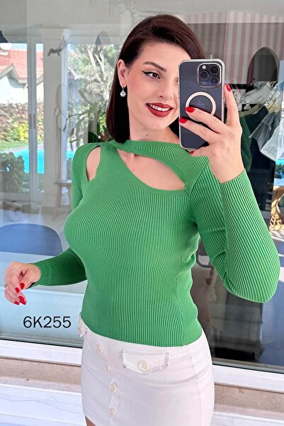 İnce Topuk Open under Collar Corded Fabric Knitwear Body 6K255