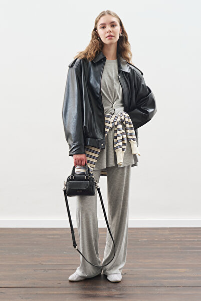 Manuka Knot Design Pants Suit Gray Melange