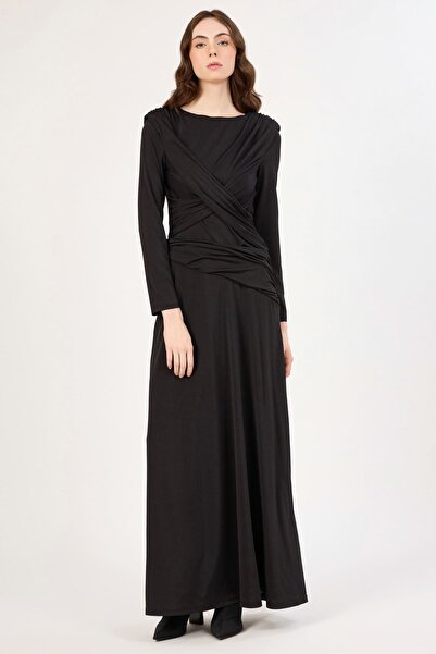 FEVER Önü drape detaylı likralı maxi elbise