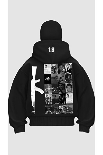 ship master Mască unisex cu cu imprimeu fermoare cu glugă Swea tricou – Negru...