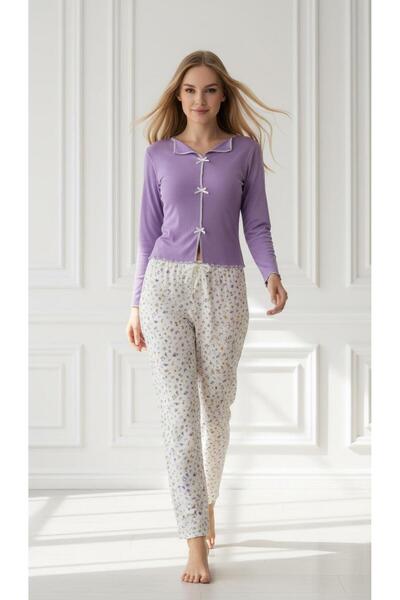 MİSS ELİZZA 9101-5 Bowknot Fitted Fabric Pajama Set