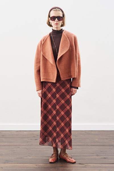 Manuka Patterned Tulle Skirt Brown Plaid