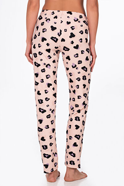 Kompedan Kadın Süet Leopar Desenli Pijama Tek Alt