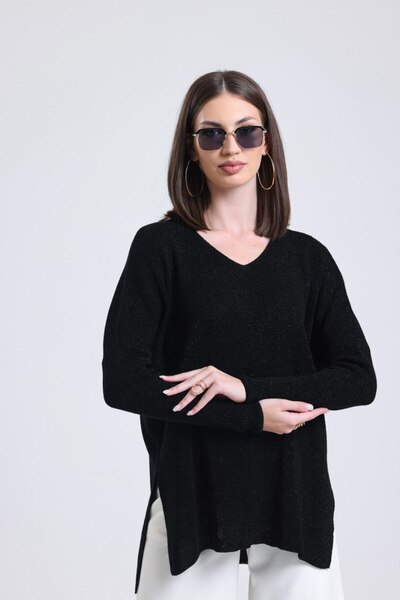 Moda Days Women's V-Neck Batwing Sleeve Knitwear Blouse Standard Size