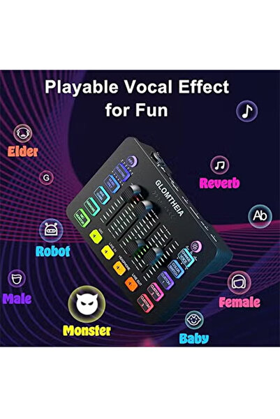 EHOME خلاط صوت للألعاب، خلاط كمبيوتر RGB للبث المباشر مع واجهة للبودكاست والتسجيل والصوت وصوت الألعاب