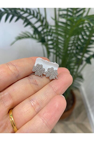 bestmysilver Kadın Gümüş Vidalı Yonca Küpe