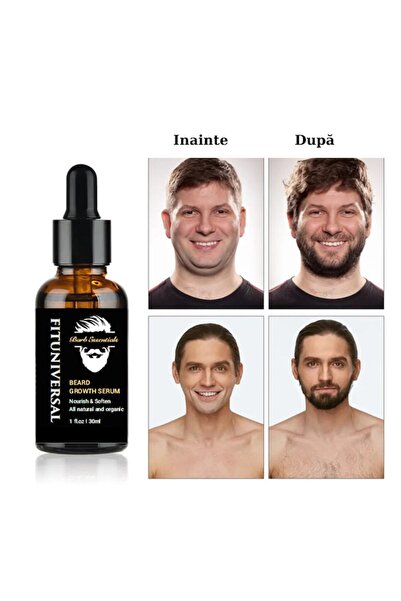 FITUNIVERSAL Complete 4-piece beard growth & care set with derma roller, comb, cream and 30 ml oil, razor include