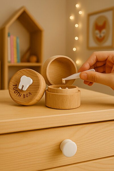 Minia Ahşap diş saklama kutusu ilk dişlerim