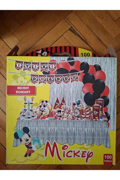 craftbaskitasarim 100 Parça Mickey Mause Konsept Doğum Günü Süsü