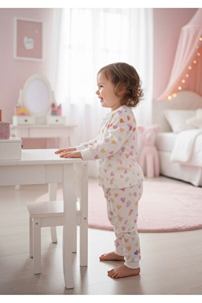BOBBY JR KİDSWEAR HEART PRINTED PAJAMAS SET