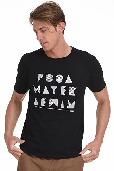 Biston Tricou de barbati , bumbac, negru