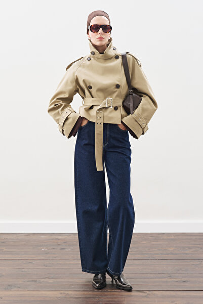 Manuka Belted Short Trench Coat Sand