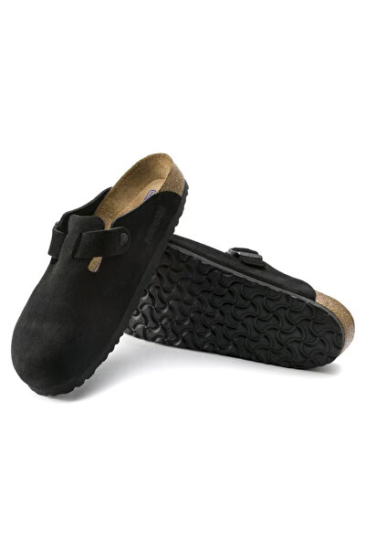 Birkenstock Boston Soft Footbed Suede Leather - Black