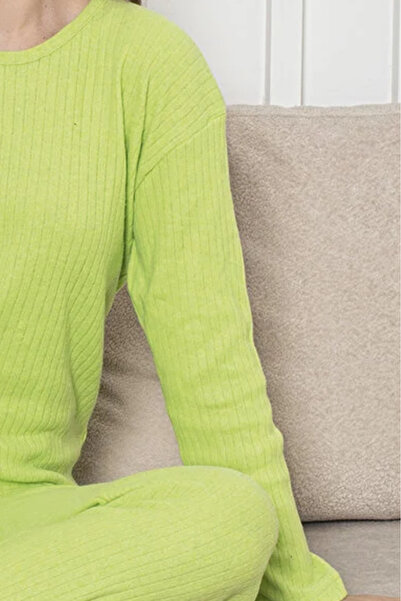 Farya Home Cotton Thick Winter Interlock Striped Long Sleeve Knitted Pajama Set