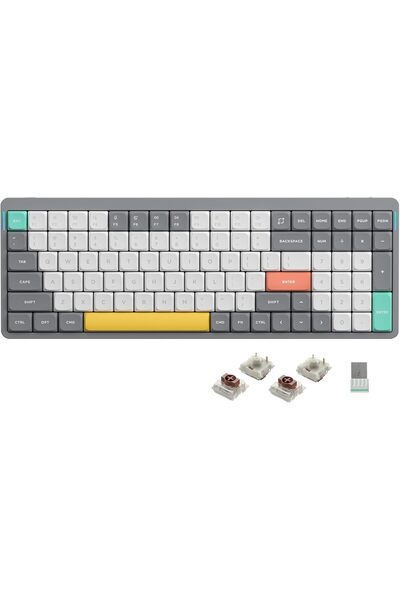 NuPhy Air96 V2 Wireless Mechanical Keyboard, 100-key RGB, Bluetooth 5.1/2.4G/Wired - Grey (Gateron B