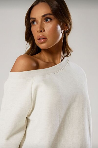 peri tower New Season Women's Off Shoulder O Oversized Two Thread Fabric Bottom-Top Tracksuit Set 0052