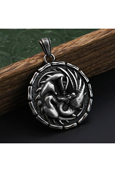 Viking قلادة من الفولاذ المقاوم للصدأ 316L بتصميم التنين ذات جودة عالية