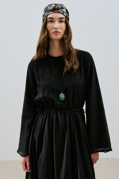 Manuka Long Dress with Adjustable Waist Black
