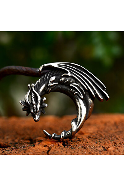 Viking قلادة من الفولاذ المقاوم للصدأ 316L بتصميم التنين ذات جودة عالية