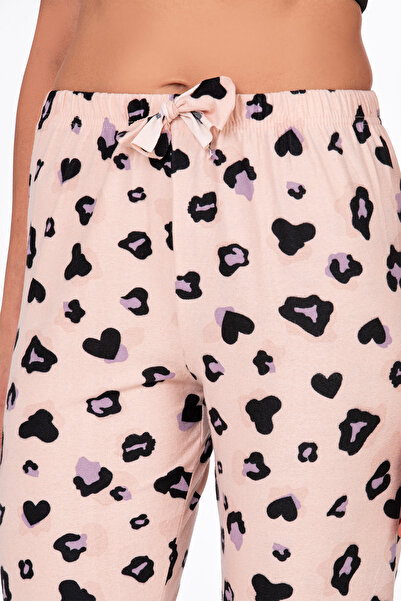 Kompedan Kadın Süet Leopar Desenli Pijama Tek Alt