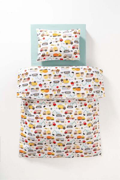 BELENAY HOME Lino Baby Pure Sleep Montesorri Turquoise 4-Piece Baby Sleeping Set - (Duvet Cover + Quilt + Mattress Pad + Bat)