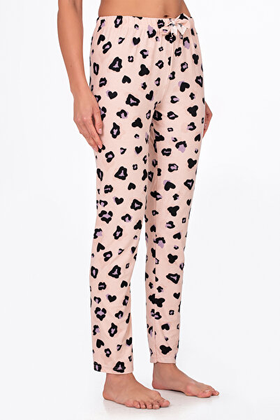 Kompedan Kadın Süet Leopar Desenli Pijama Tek Alt