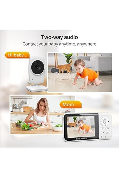 OEM Wireless Audio-Video Baby Monitor 3.2" LCD, Night Vision, Two-way Talk, Temp Sensor, 2100mAh, White
