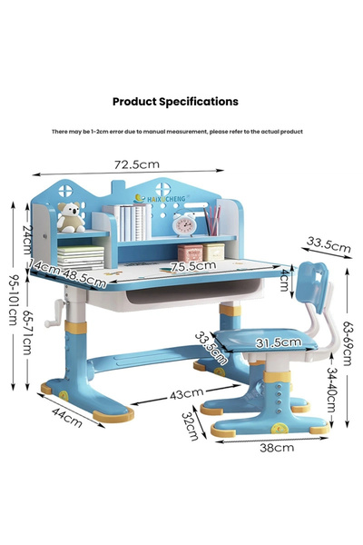 POWER Multifunctional study desk with manual height adjustment and storage drawers