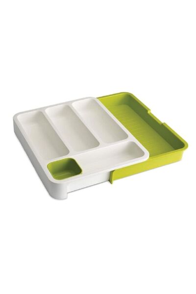 Gymmag Extendable cutlery drawer tray, white/green