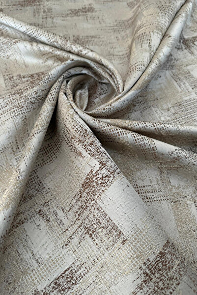ASDİVA Jacquard Woven Drawstring Extrafoam Single Panel Non-Pleated Glitter Detailed Cream Background Curtain
