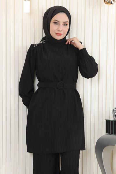 Modamihram Комплект с колан с камъни, черен MSW19104-1