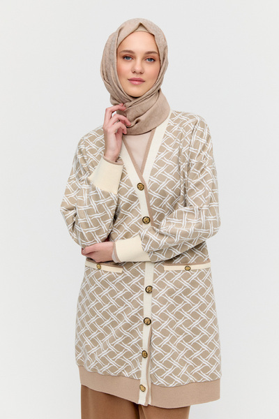 Setrms V Yaka Desenli Hırka