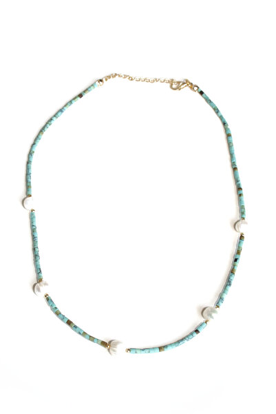 Liveyn Design Blue Necklace Decorated with Pearls