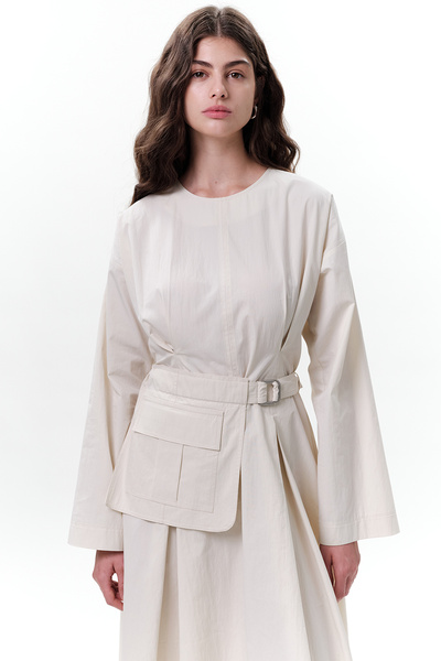 Manuka Dress with Pocket and Belt Detail Stone