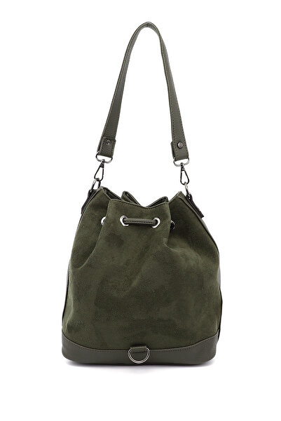 GÖNDERİ(R) Women's/girls' khaki suede ruched shoulder & backpack