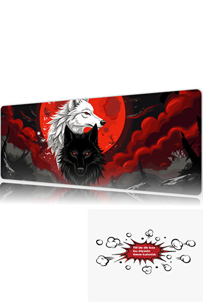 urzuva MK wolfs 90x40 4MM Kalınlık Premium Gaming oyuncu mousepad, Anti Slip ...