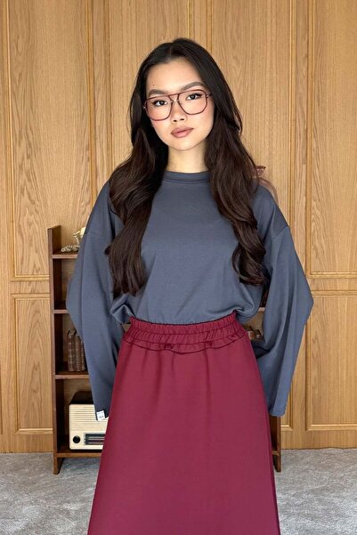 Ceylan Otantik Anthracite Long Sleeve Basic Bodysuit