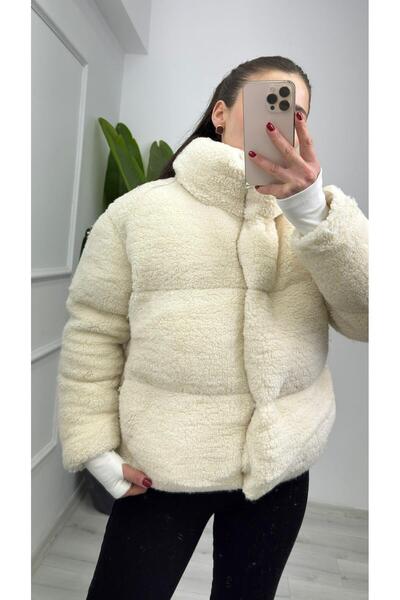 TUNAM BUTİK 2283 Lamb down Jacket Ecru