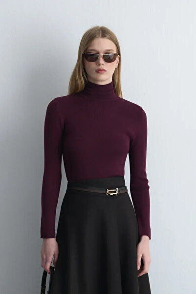 Gusto Turtleneck Basic Knitwear - Plum