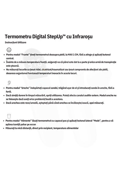 STEPUP StepUp™ Digital Thermometer, Non-Contact Infrared, Forehead/Ear/Food, Alarm, Case, Batteries