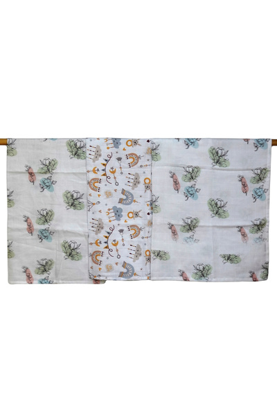 Mimiko Muslin Blanket 2 Layers 100% Organic Cotton Ultra Soft Breathable Baby & Kids Blanket 75X80 3-Pack