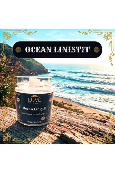 LUVE Set cadou aromaterapie - Difuzor + Lumânare „Calm Ocean” 100g + Tablete de aromă Aqua Marine 400g
