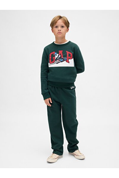 GAP Erkek Çocuk Koyu Yeşil Slim Logo Pantolon