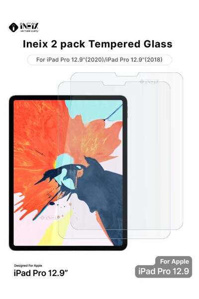 ineix قطعتان من واقي الشاشة الزجاجي المقوى لجهاز Apple iPad Pro 12.9 2020 وiP...