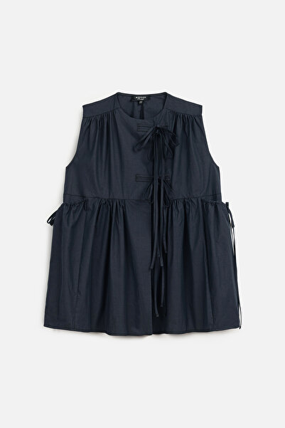 Manuka Lace-Up Detail Vest Navy Blue
